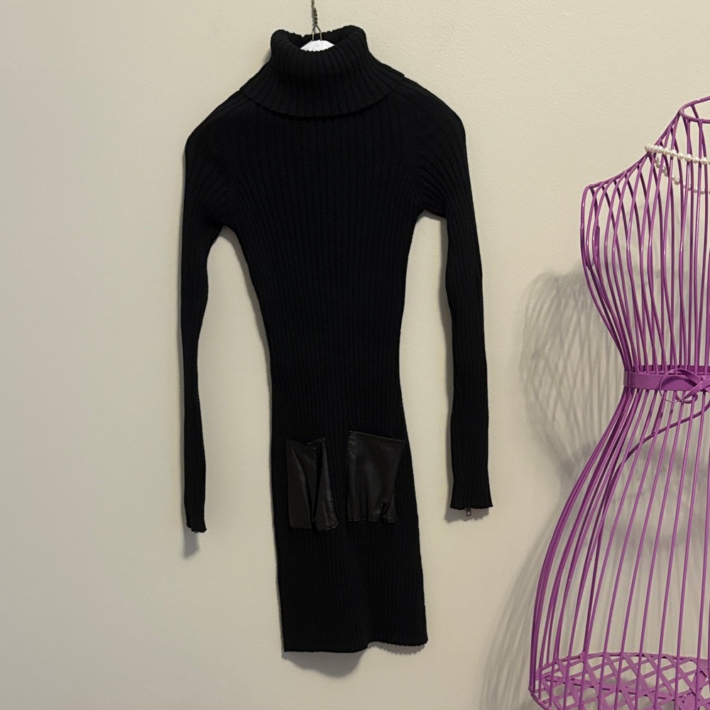 Acrobat Black Long Sleeve Sweater Dress